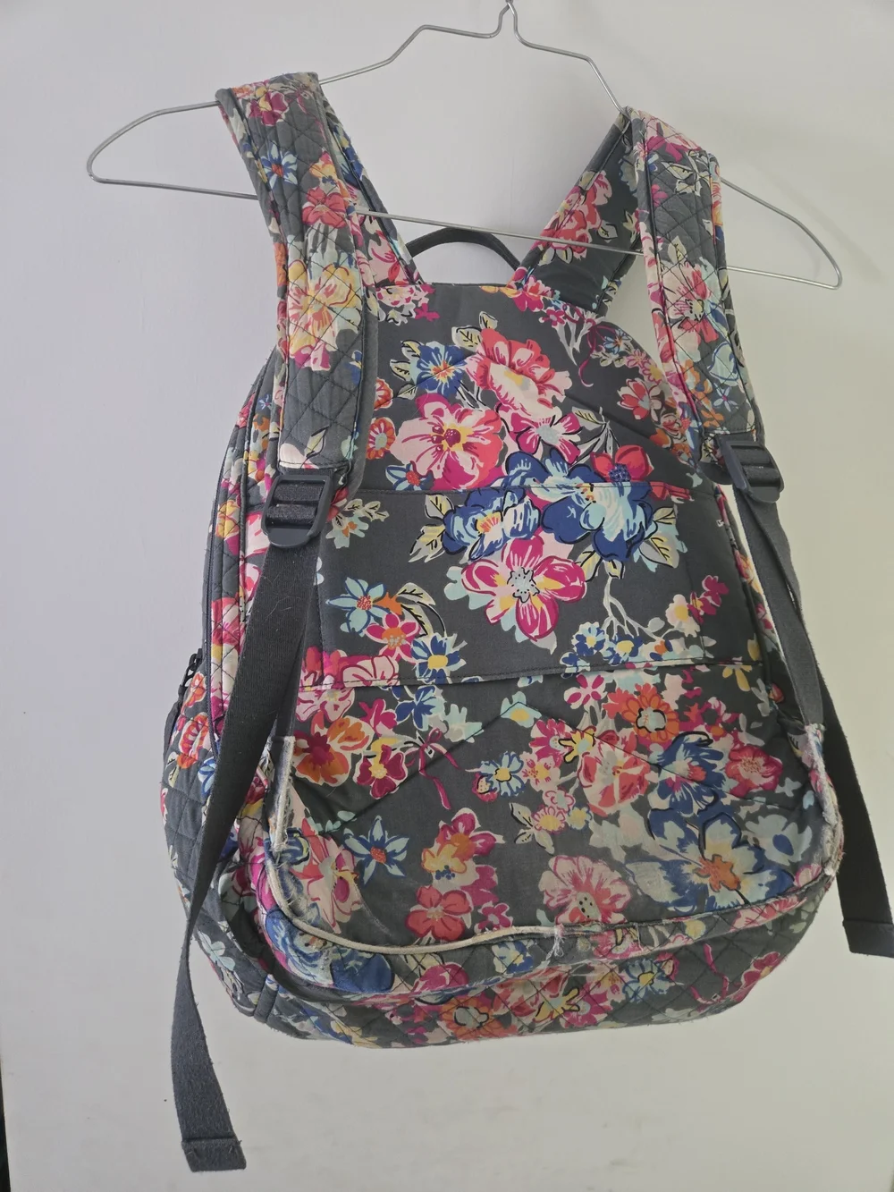 Vera Bradley Quilted Floral Backpack in Grey Floral